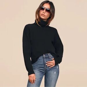 Lulus Amazing Memories Black Turtleneck Sweater - Size Large